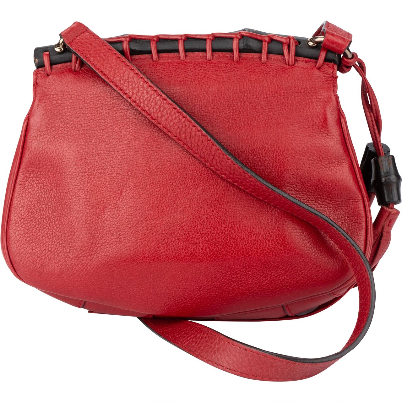 Gucci Gucci Red Leather Bamboo Crossbody Bag Divers