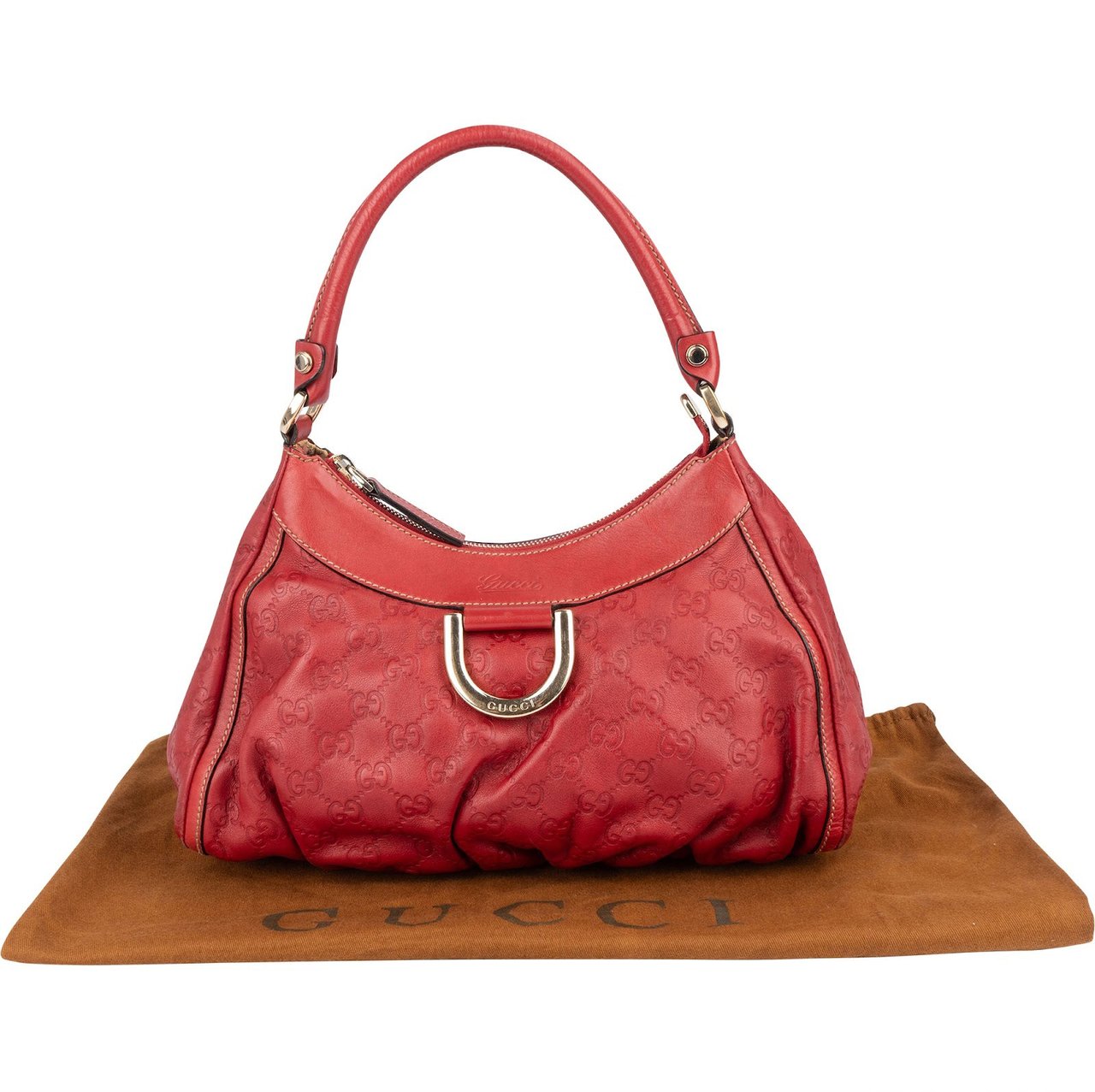 Gucci Gucci GG Guccissima Leather Abbey D-Ring Hobo Handbag Rood