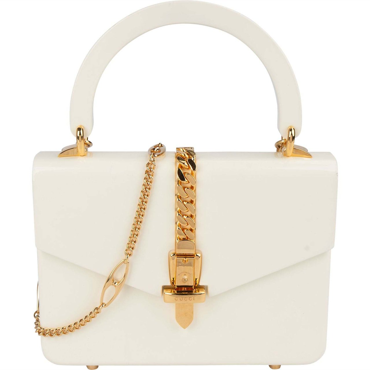 Gucci Gucci White Plexiglass Sylvie 1969 Mini Top Handle Handbag Wit
