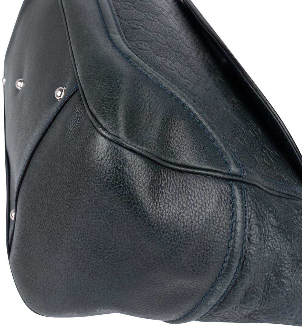 Gucci Gucci Guccissima Leather Bamboo Top Handle Tote Handbag Navy