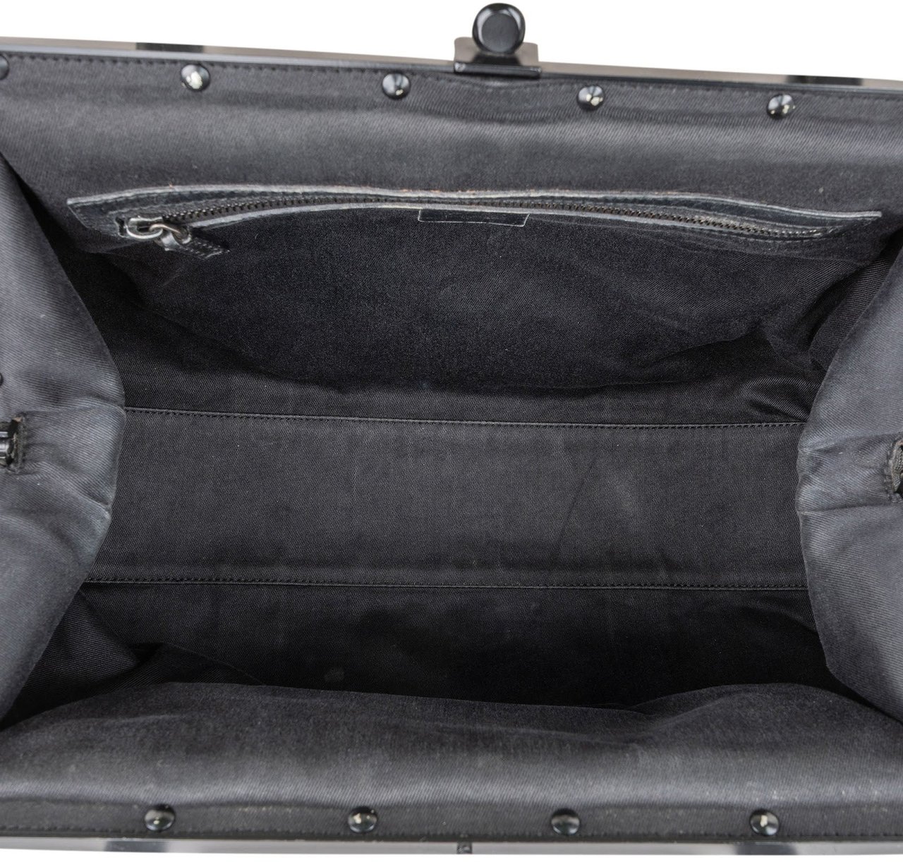 Gucci Gucci Black GG Monogram Bamboo Top Handle Frame Handbag Zwart