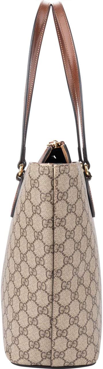 Gucci Gucci GG Supreme Monogram Zip Shopper Bag Bruin