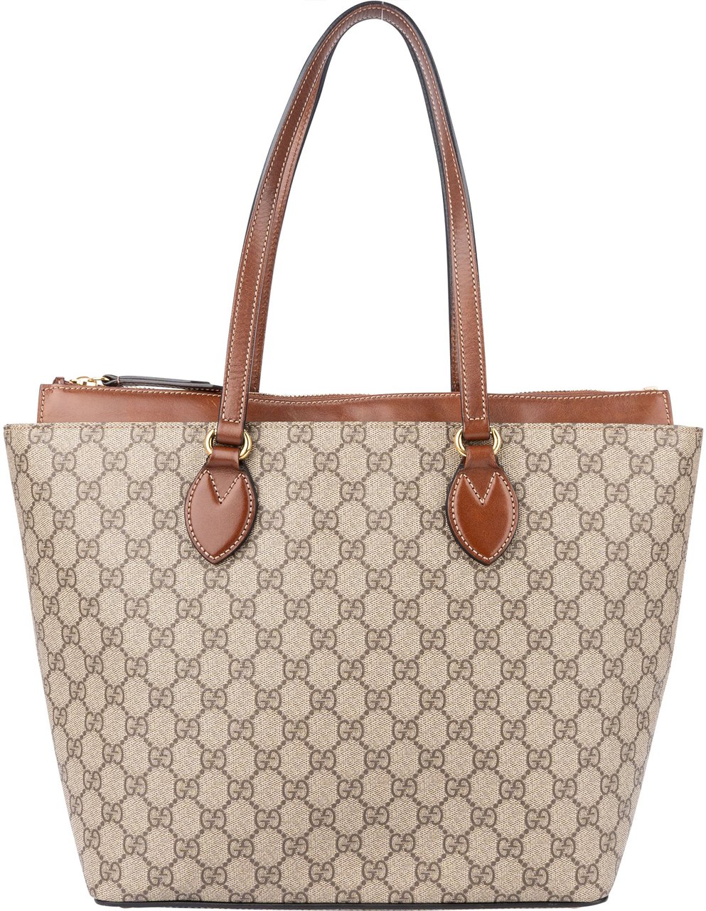 Gucci Gucci GG Supreme Monogram Zip Shopper Bag Bruin