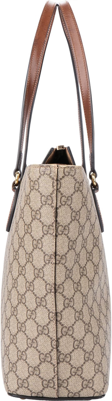 Gucci Gucci GG Supreme Monogram Zip Shopper Bag Bruin