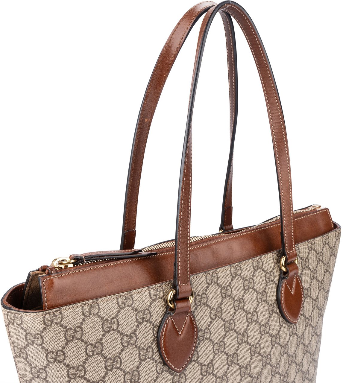 Gucci Gucci GG Supreme Monogram Zip Shopper Bag Bruin