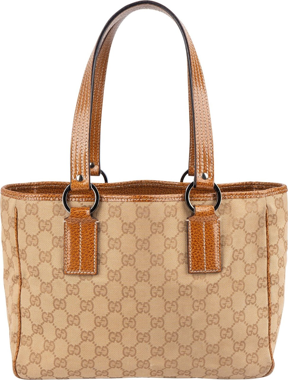 Gucci Gucci Monogram GG Canvas and Perforated Leather Small Handbag Beige