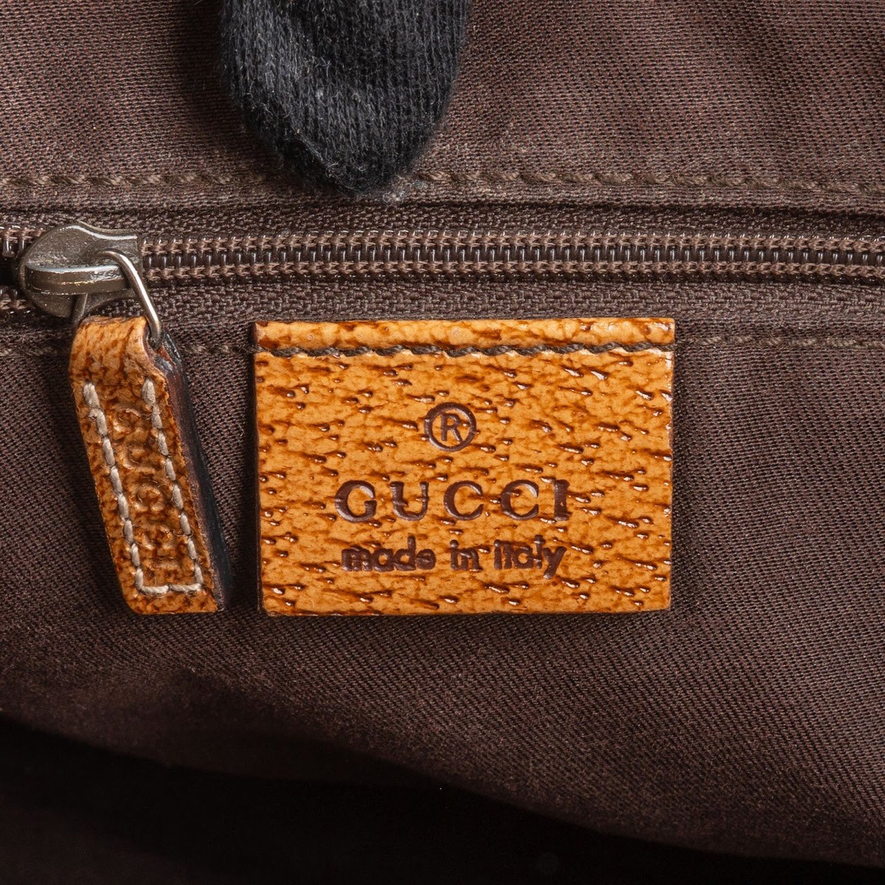 Gucci Gucci Monogram GG Canvas and Perforated Leather Small Handbag Beige