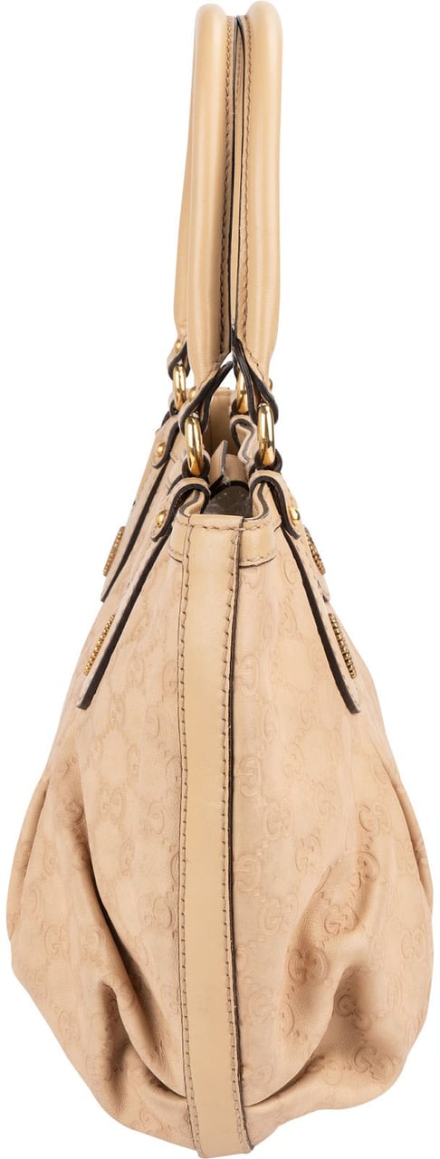 Gucci Guccissima Leather Monogram Handbag Beige