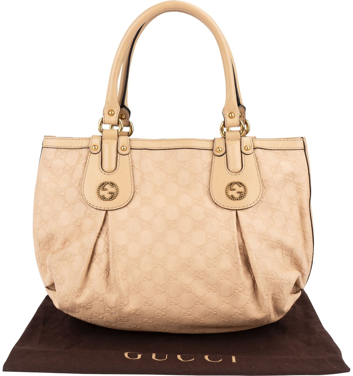 Gucci Guccissima Leather Monogram Handbag Beige