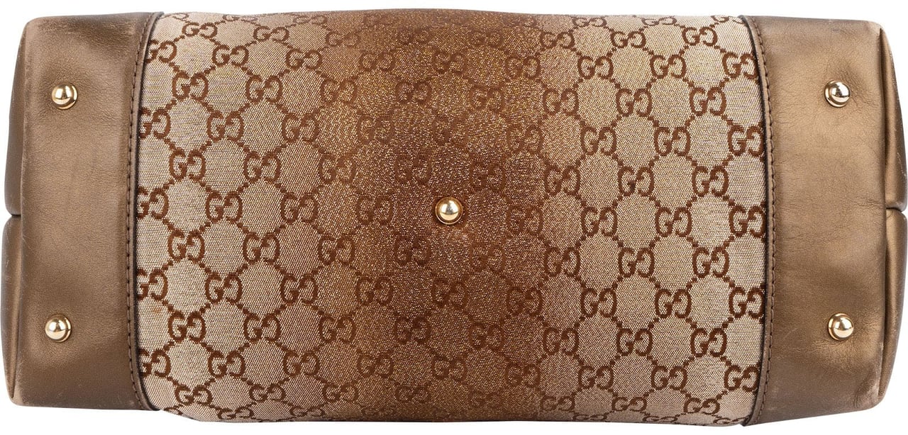 Gucci Gucci GG Shimmer Monogram Heart Charm Tote Handbag Bruin