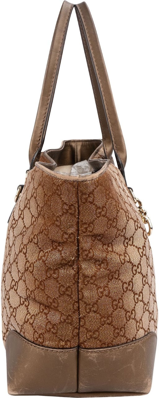 Gucci Gucci GG Shimmer Monogram Heart Charm Tote Handbag Bruin