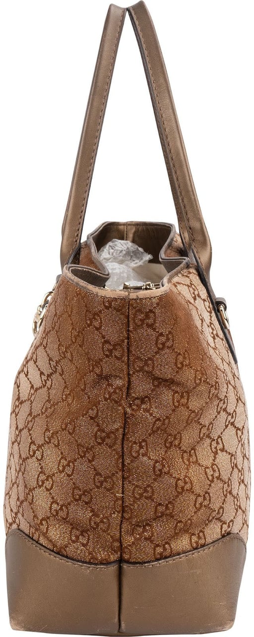 Gucci Gucci GG Shimmer Monogram Heart Charm Tote Handbag Bruin