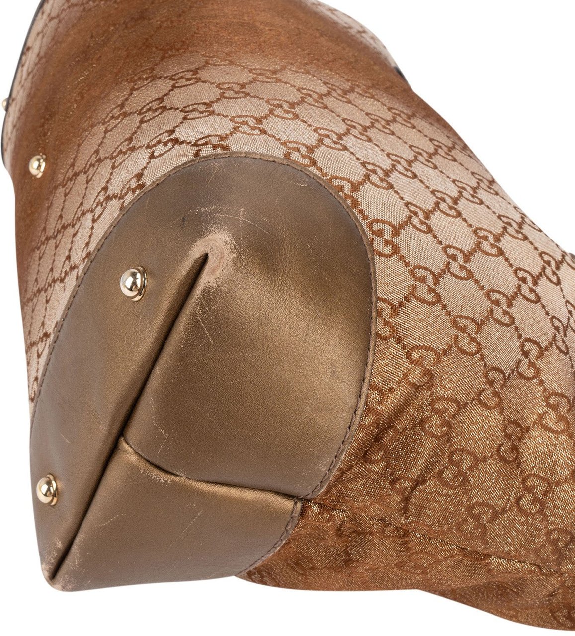 Gucci Gucci GG Shimmer Monogram Heart Charm Tote Handbag Bruin