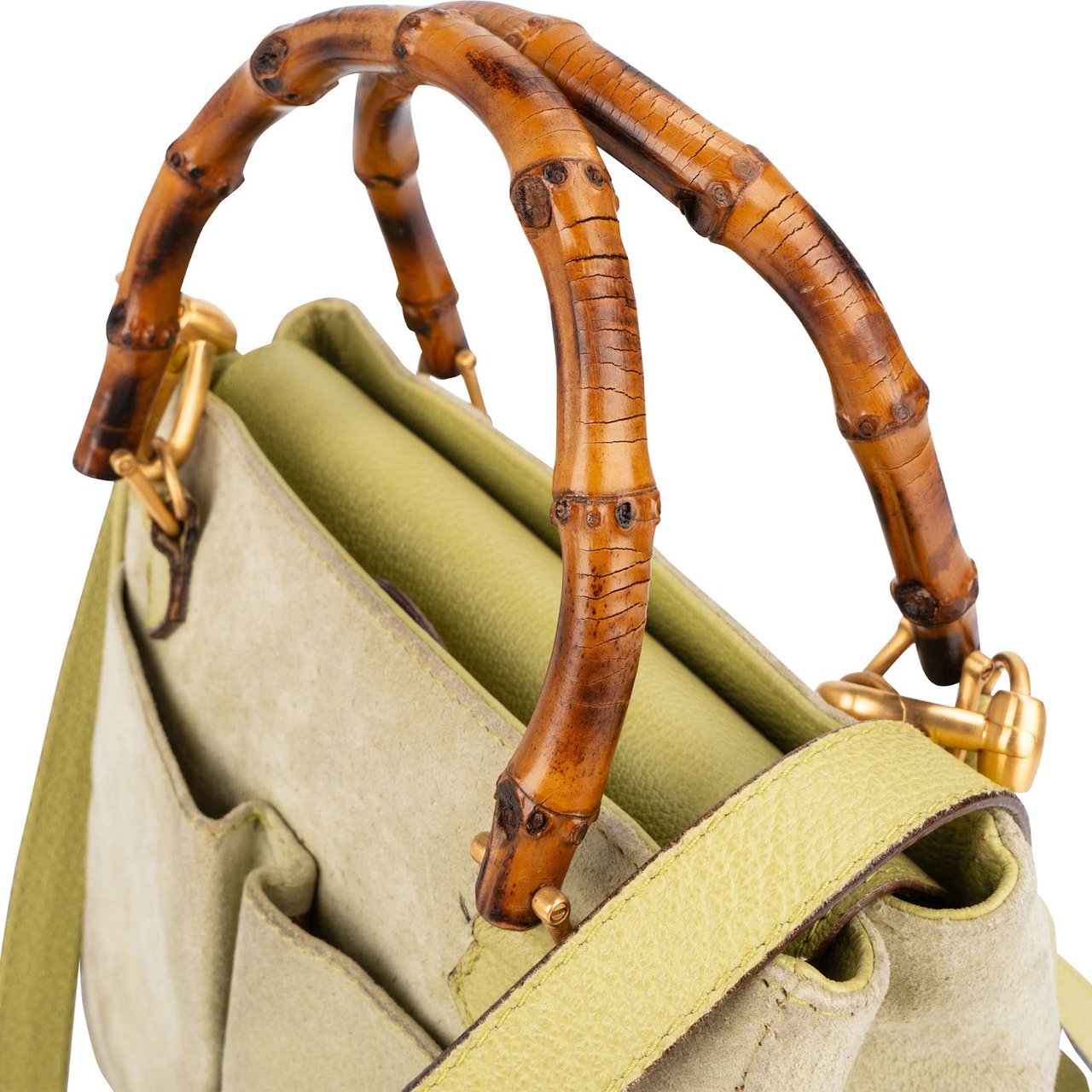 Gucci Gucci Suede Bamboo Handle Small Handbag Divers