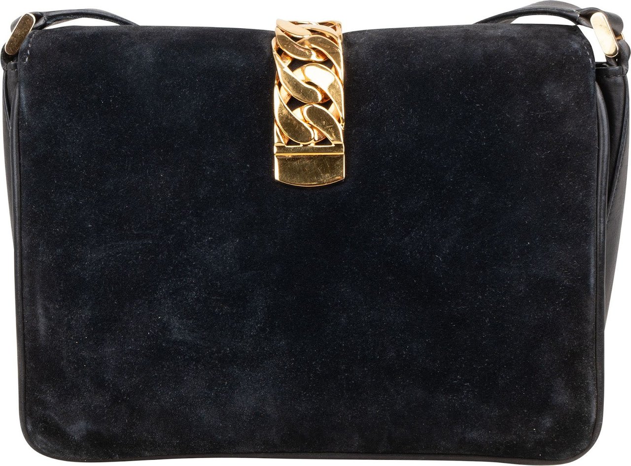 Gucci Suede Sylvie Small Crossbody Bag Zwart