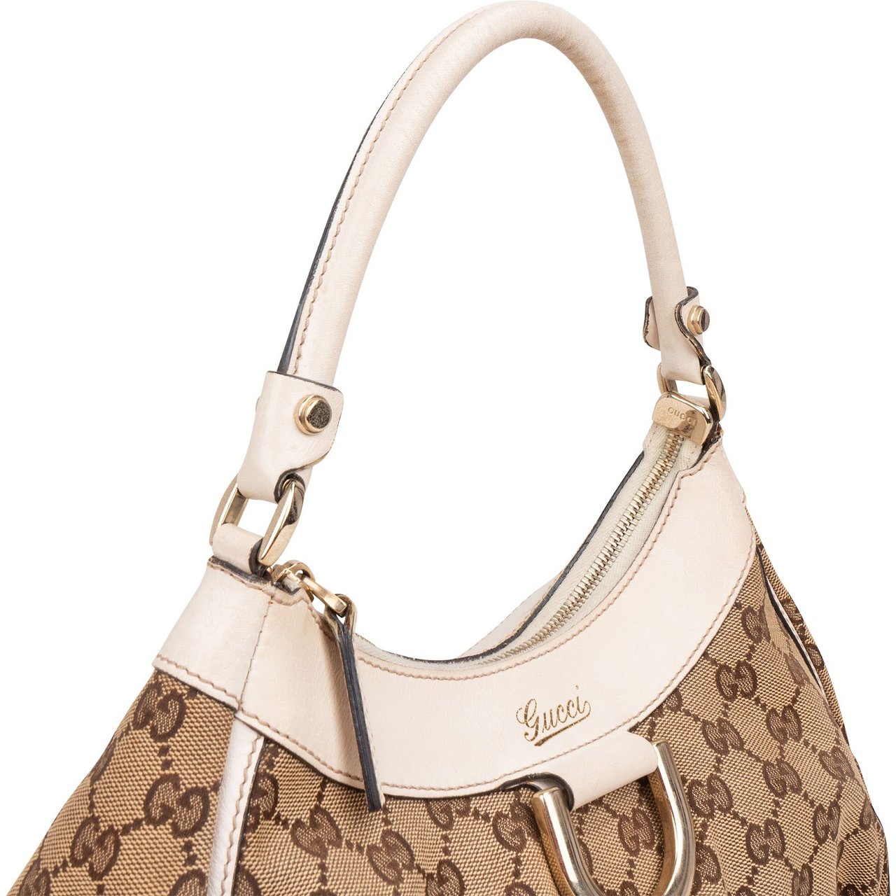 Gucci Gucci Monogram GG Canvas Abbey D-Ring Handbag Beige