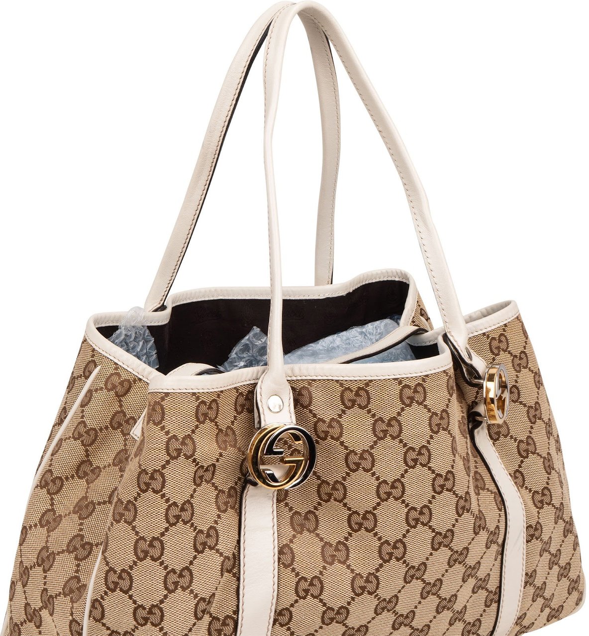 Gucci Gucci Monogram GG Twin Interlocking G  Shoulder Bag Beige