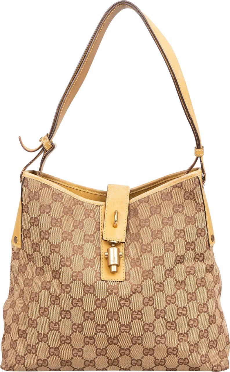 Gucci Gucci Monogram GG Canvas Jackie Clip Shoulder Bag Beige
