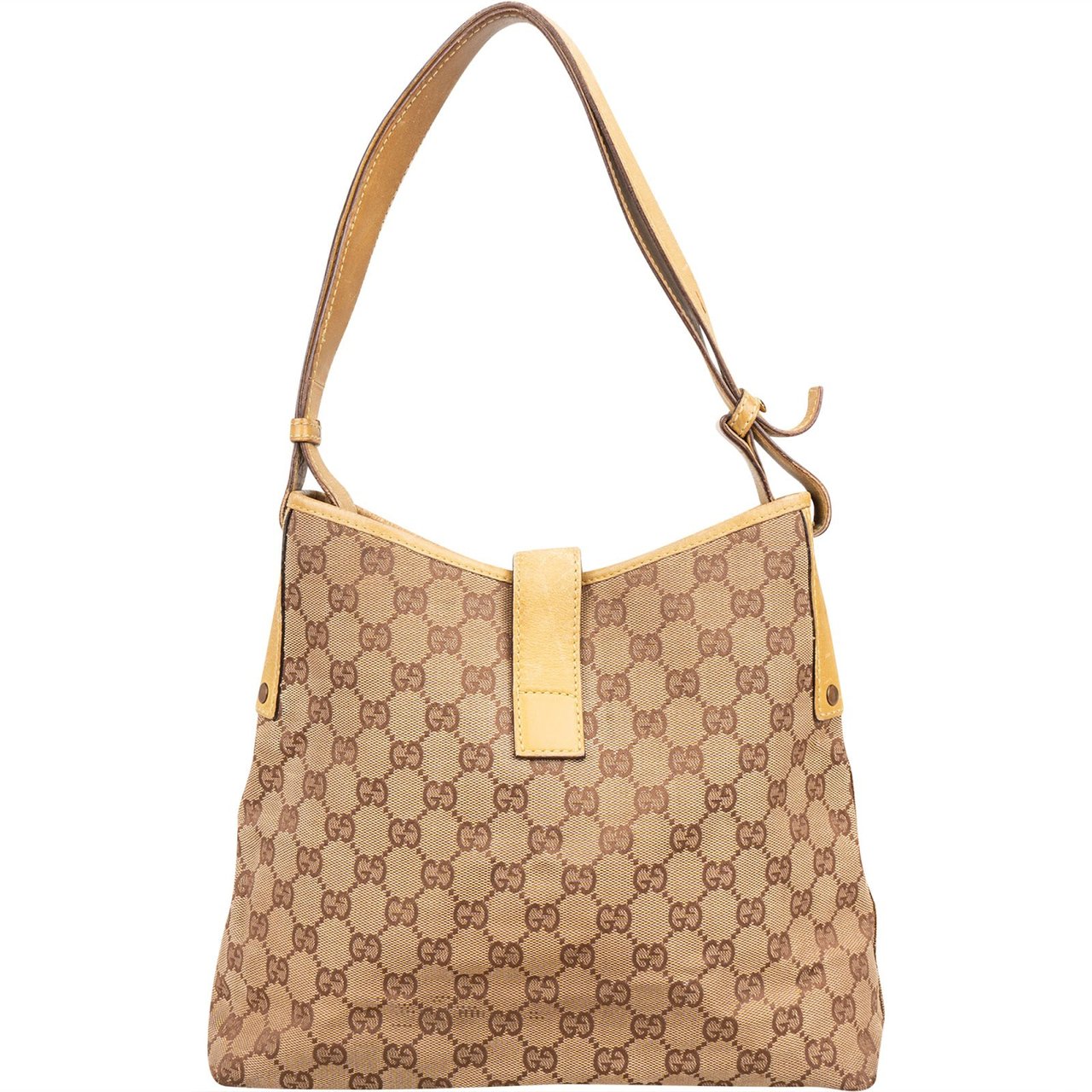 Gucci Gucci Monogram GG Canvas Jackie Clip Shoulder Bag Beige
