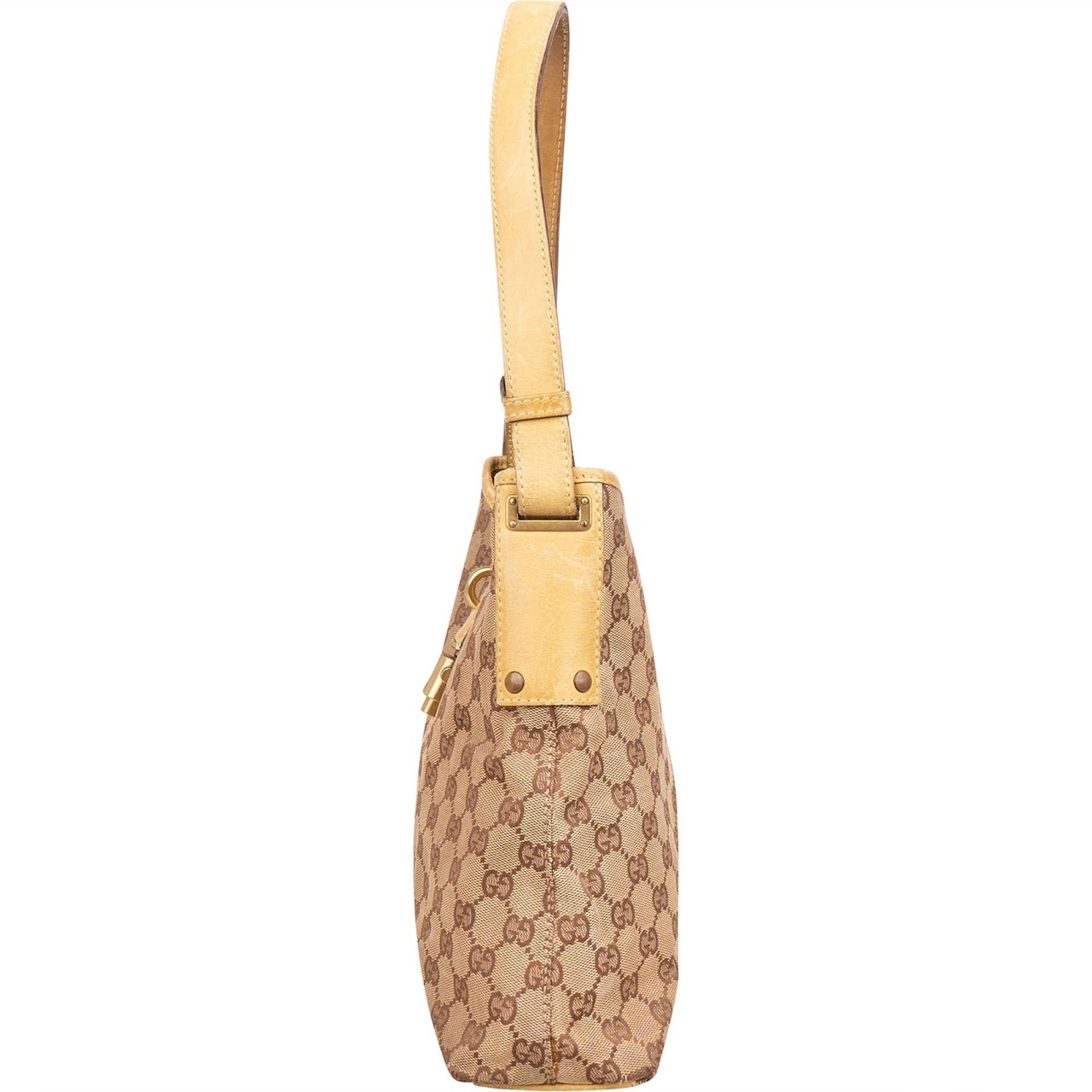 Gucci Gucci Monogram GG Canvas Jackie Clip Shoulder Bag Beige
