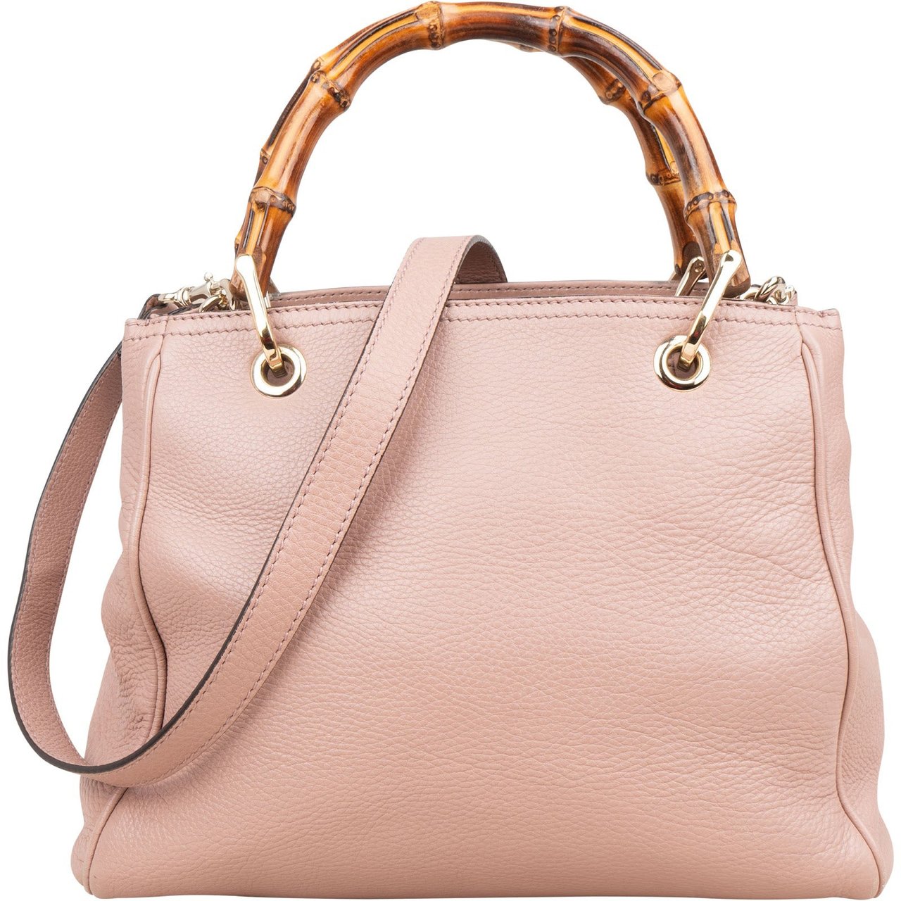 Gucci Pink Leather Bamboo Handbag Roze