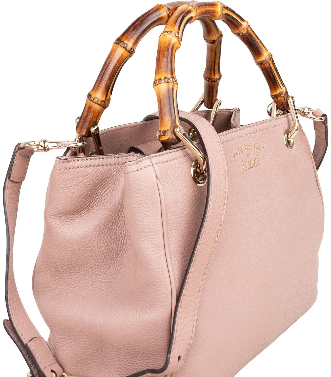 Gucci Pink Leather Bamboo Handbag Roze