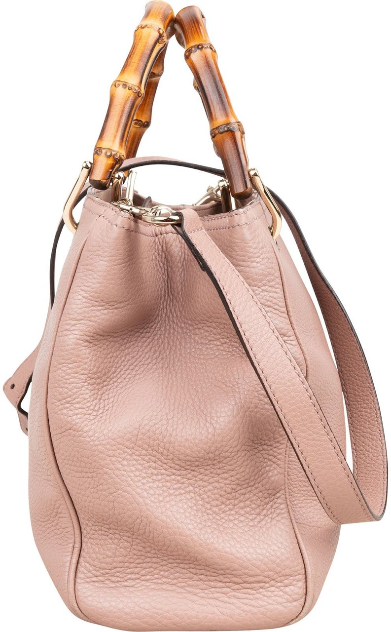 Gucci Pink Leather Bamboo Handbag Roze