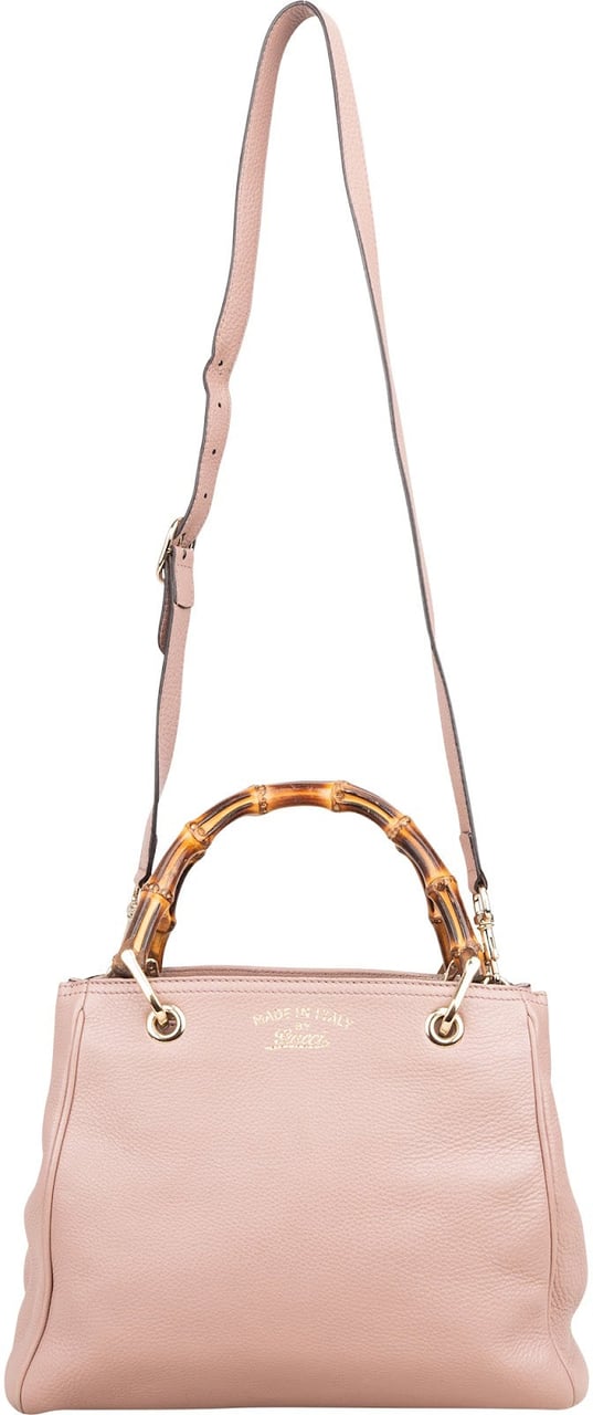 Gucci Gucci Pink Leather Bamboo Handbag Rood