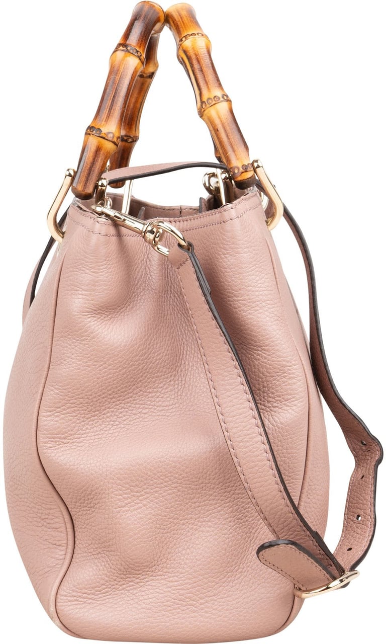 Gucci Pink Leather Bamboo Handbag Roze