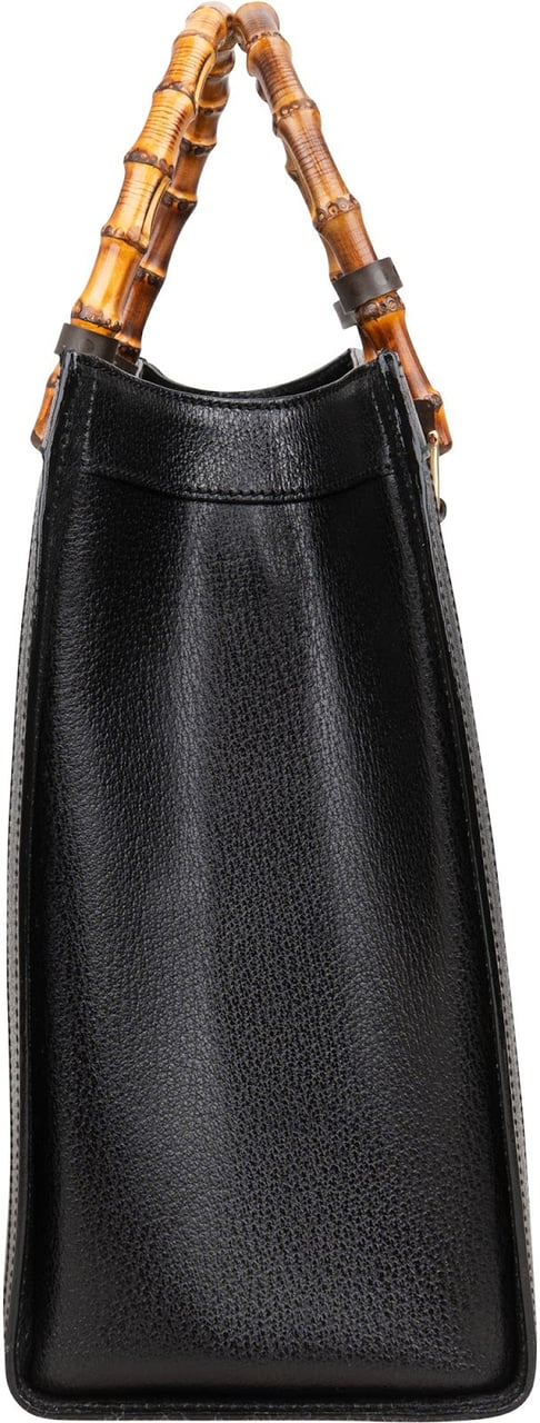 Gucci Gucci Black Leather Bamboo Handle Handbag Zwart