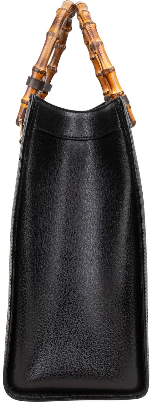 Gucci Gucci Black Leather Bamboo Handle Handbag Zwart