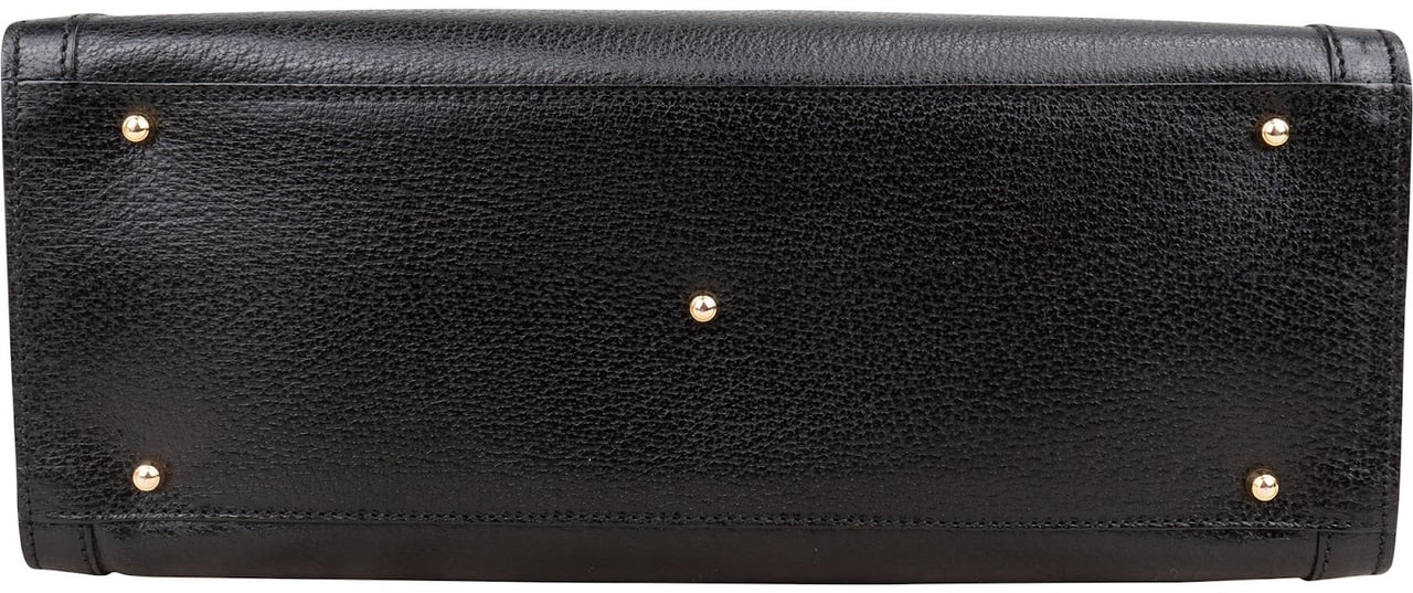 Gucci Gucci Black Leather Bamboo Handle Handbag Zwart