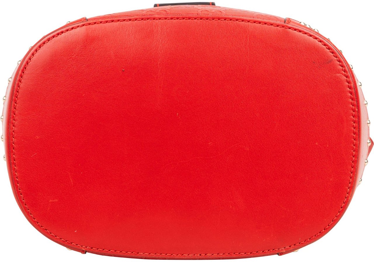 Gucci Gucci Guccissima Leather Studded Bucket Crossbody Bag Rood