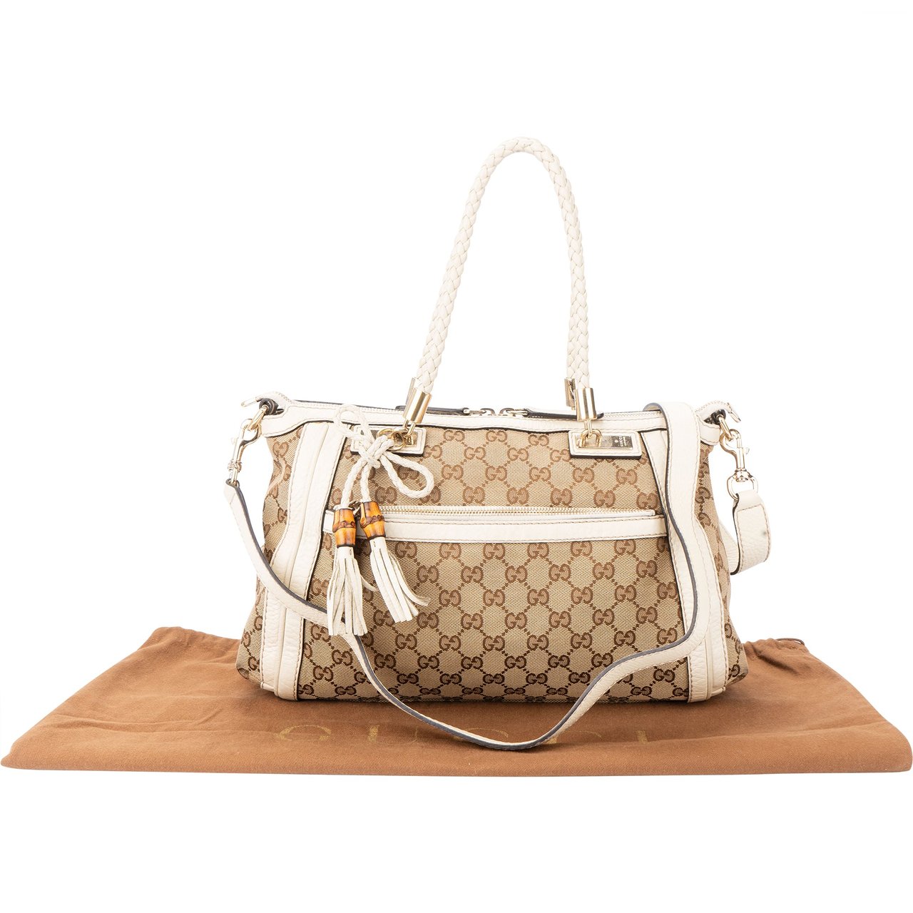 Gucci Gucci GG Mongram Bamboo Braid Bamboo Handbag Divers