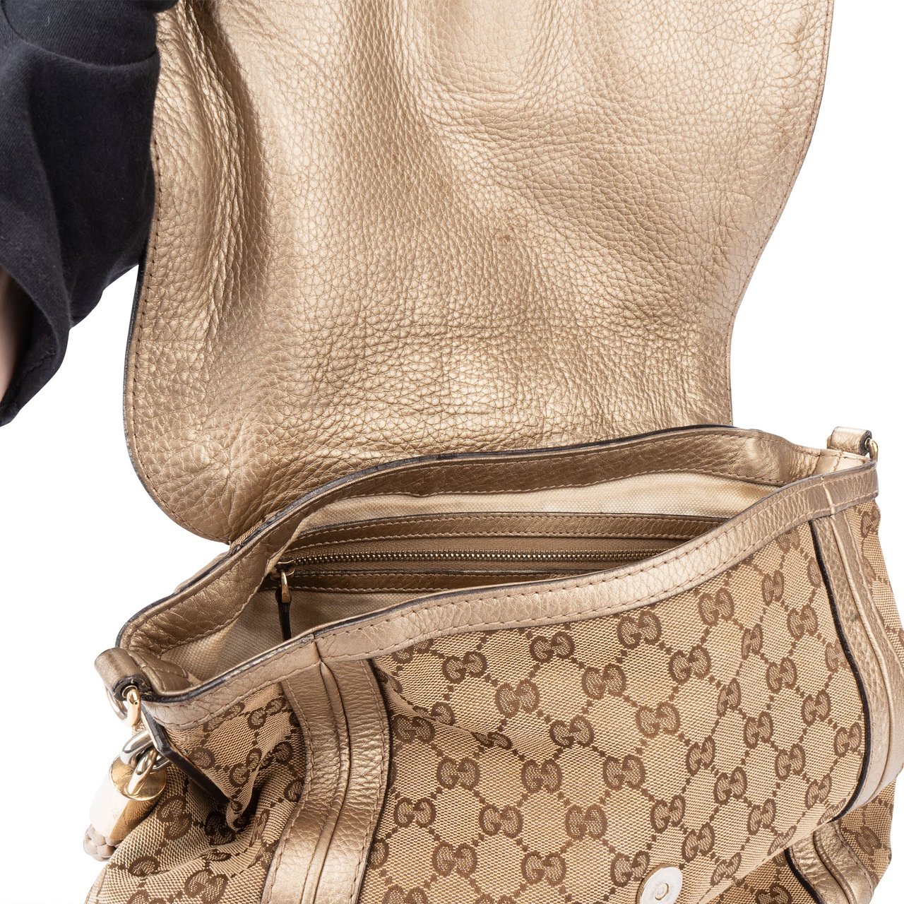Gucci Gucci GG Monogram Braided Leather Bamboo Handbag Divers