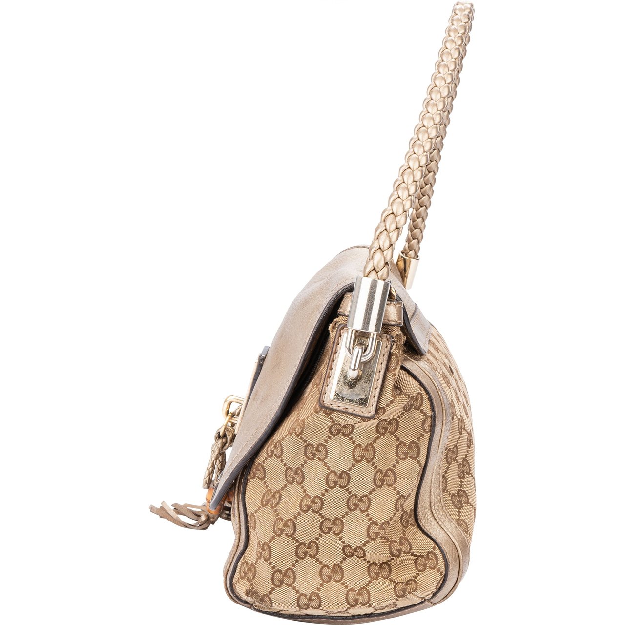 Gucci Gucci GG Monogram Braided Leather Bamboo Handbag Divers