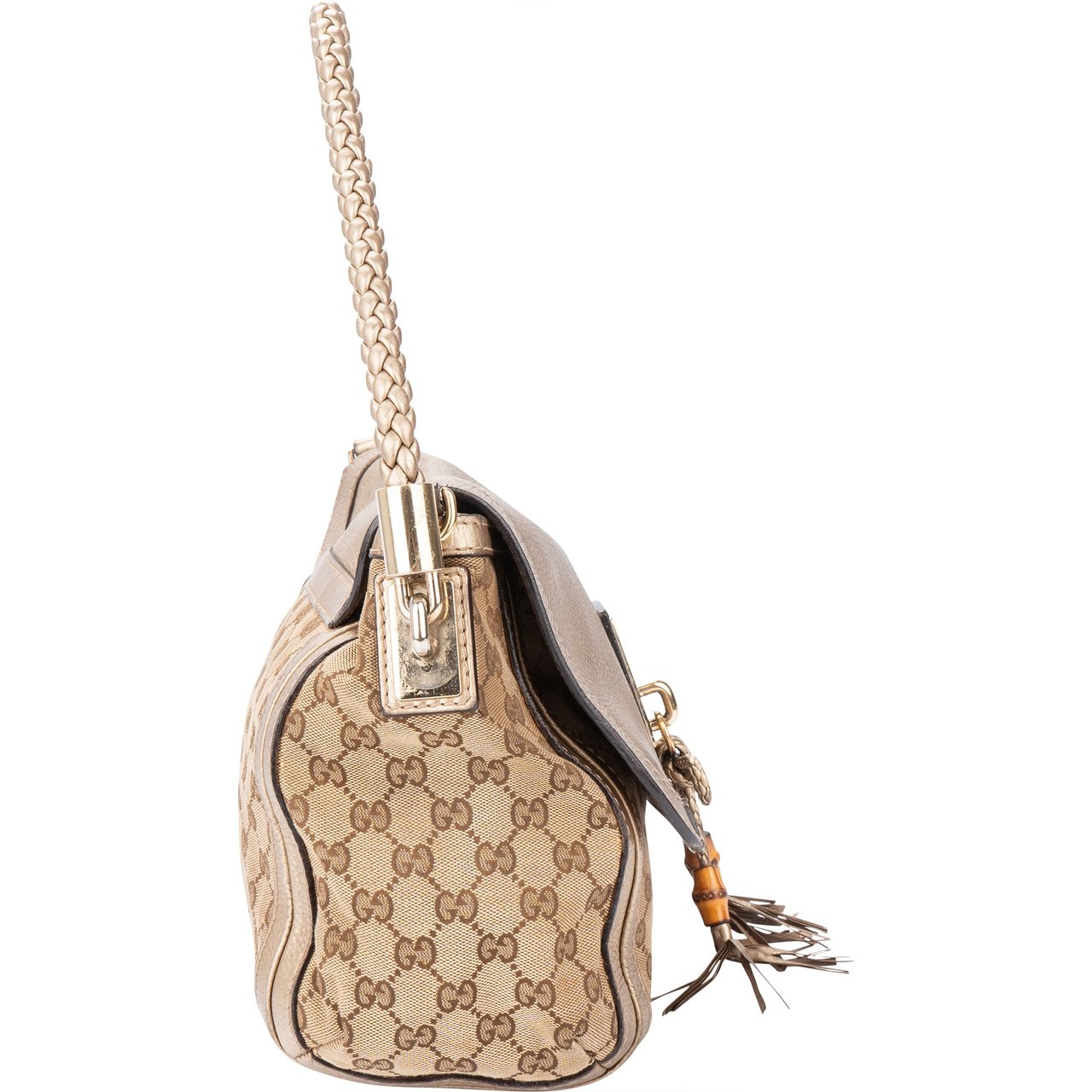 Gucci Gucci GG Monogram Braided Leather Bamboo Handbag Divers