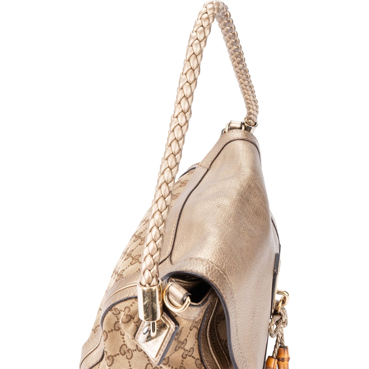 Gucci Gucci GG Monogram Braided Leather Bamboo Handbag Divers