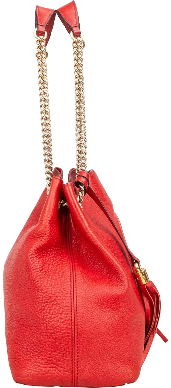 Gucci Gucci Grained Leather Soho Chain Shoulder Bag Rood