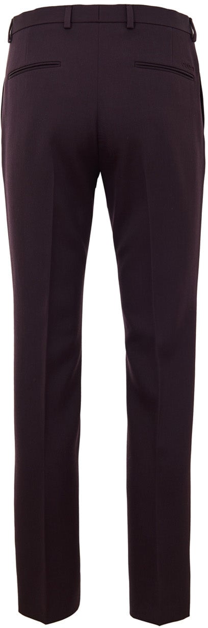 Gucci Bordeaux Tailored Trousers with Gucci Logo Embroidery Maroon