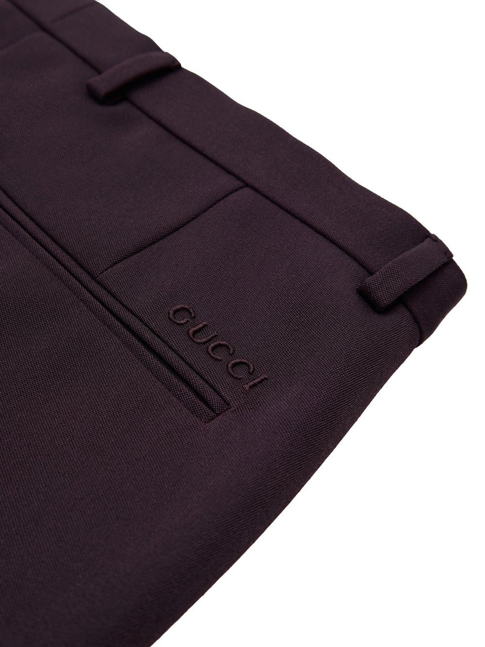 Gucci Bordeaux Tailored Trousers with Gucci Logo Embroidery Maroon