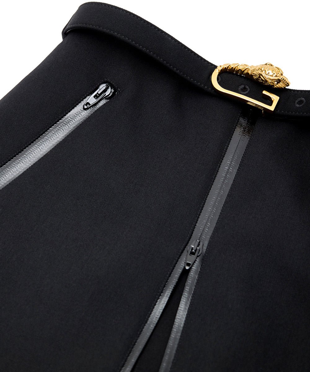 Gucci Black Skirt with Zip and Gucci Belt Zwart
