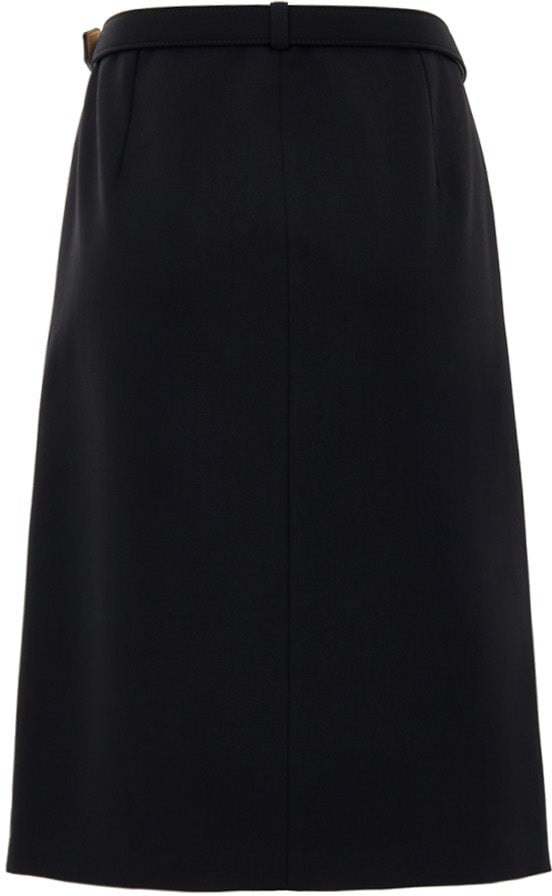 Gucci Black Skirt with Zip and Gucci Belt Zwart