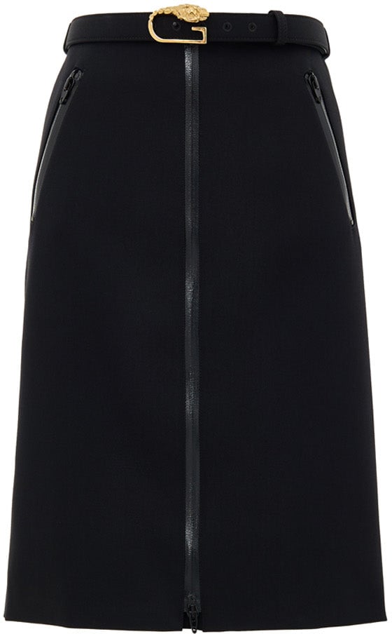 Gucci Black Skirt with Zip and Gucci Belt Zwart