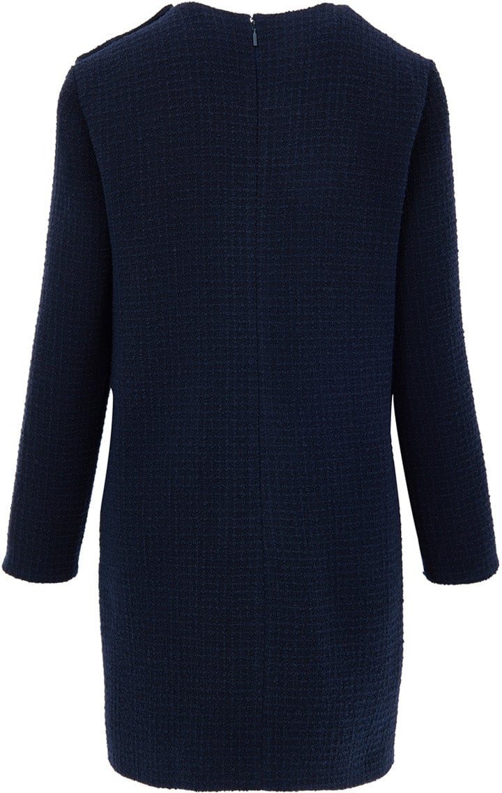 Gucci Blue Bouclé Dress with Gucci Logo Buttons Blauw