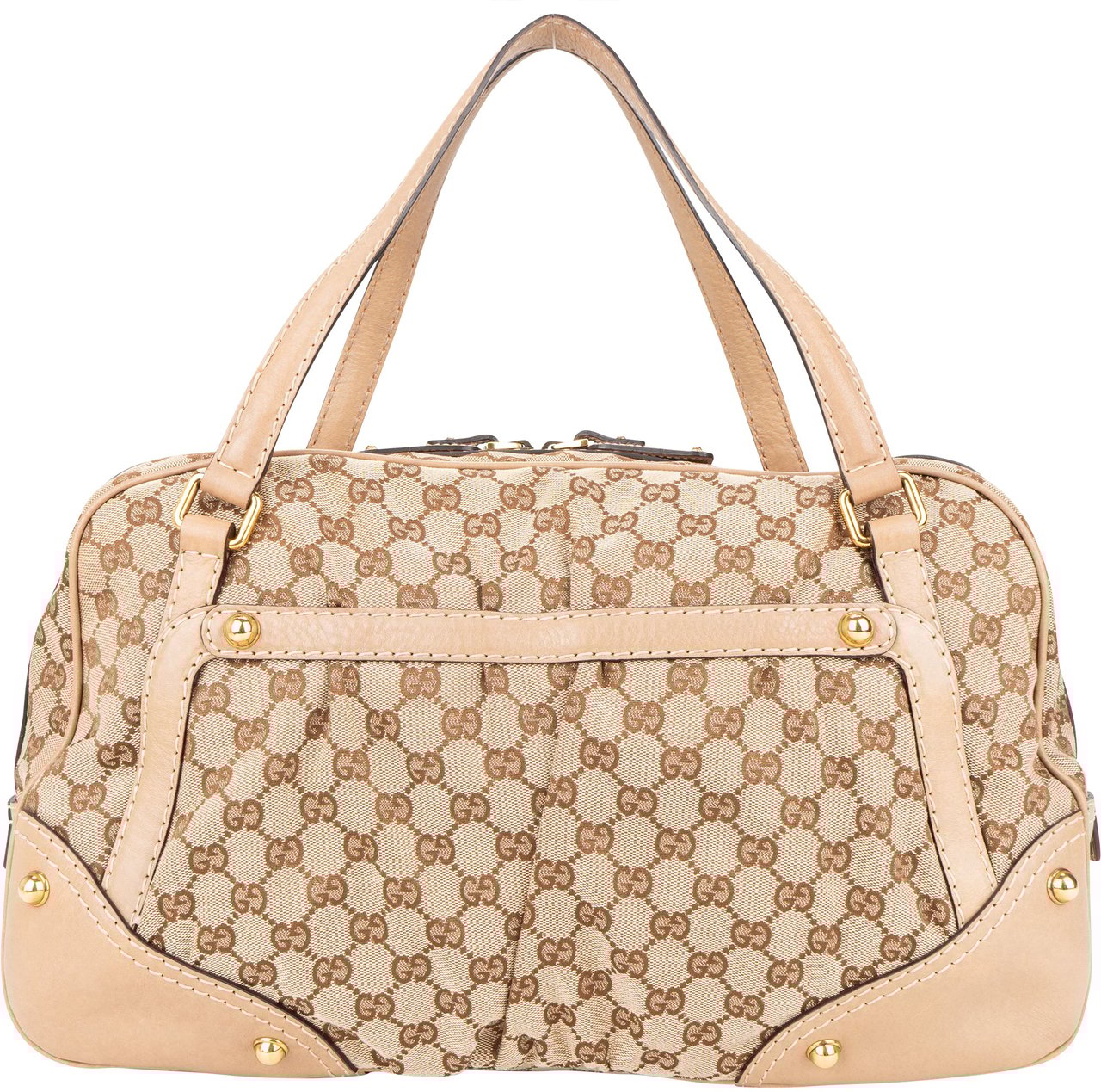 Gucci Gucci GG Monogram Horsebit Handbag Bruin
