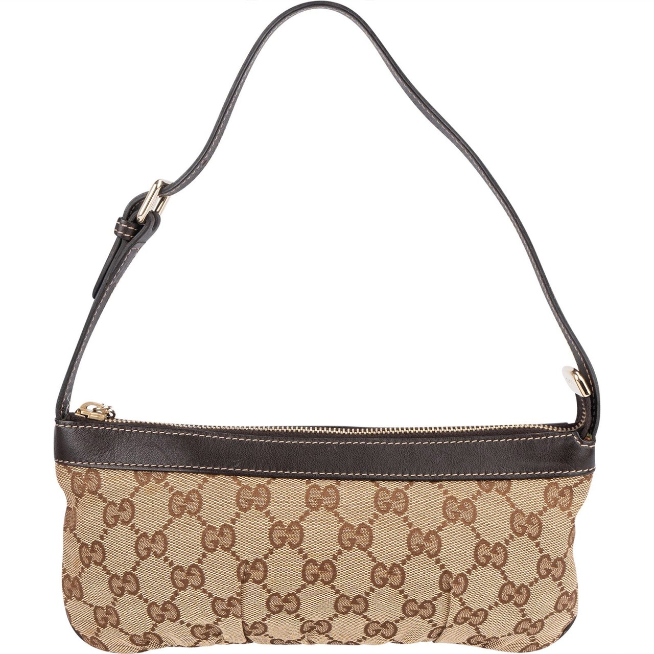 Gucci Gucci Monogram GG Charm Pochette Shoulder Bag Beige