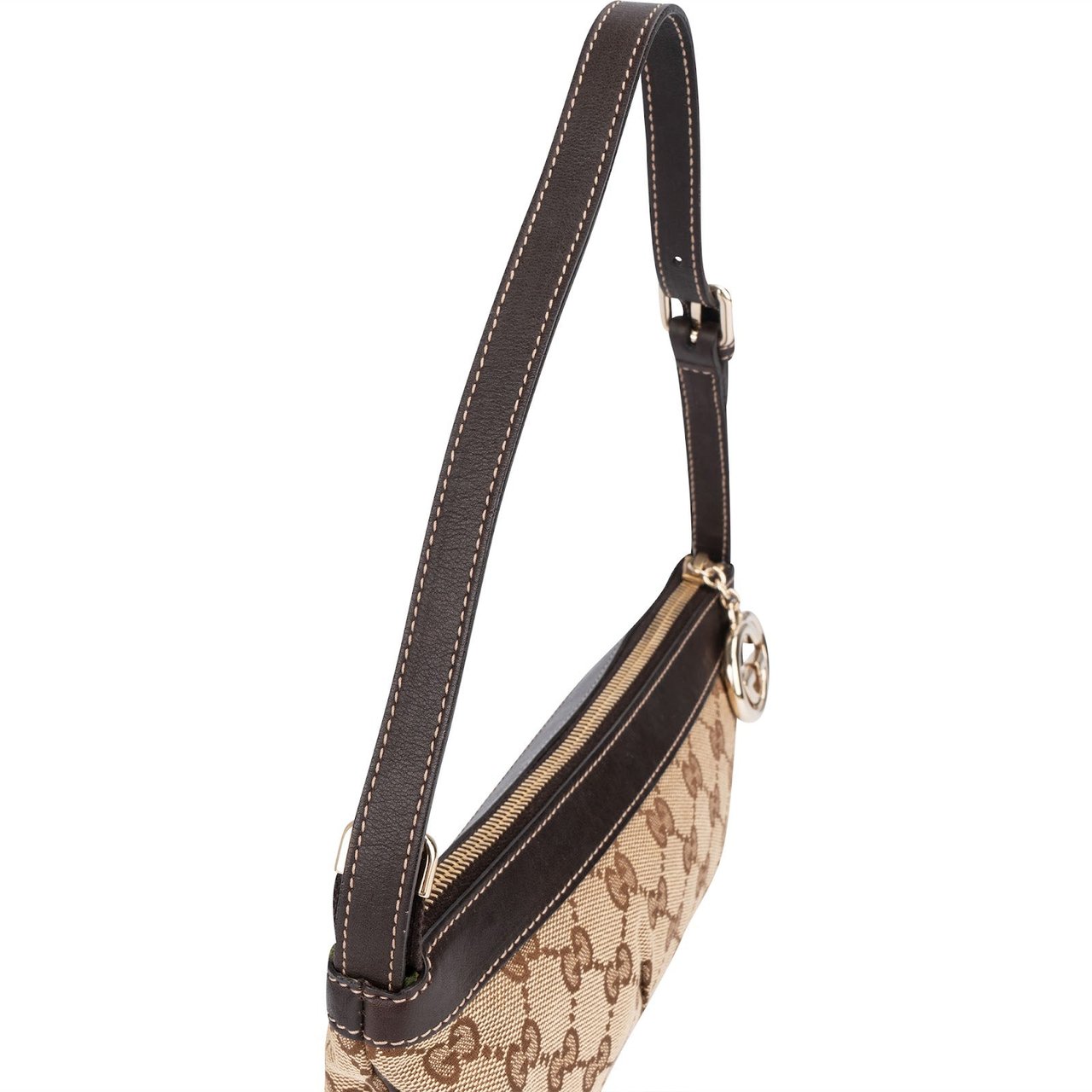 Gucci Gucci Monogram GG Charm Pochette Shoulder Bag Beige
