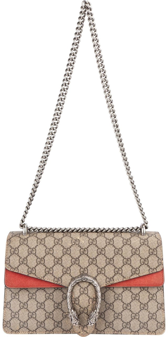 Gucci Gucci Monogram GG Supreme Suede Dionysus Shoulder Bag Beige