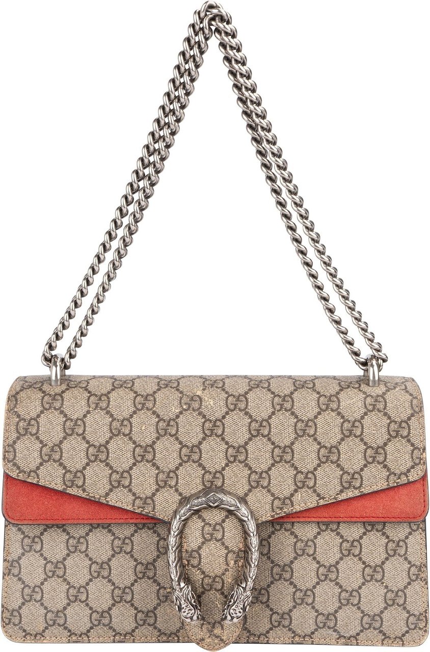 Gucci Gucci Monogram GG Supreme Suede Dionysus Shoulder Bag Beige